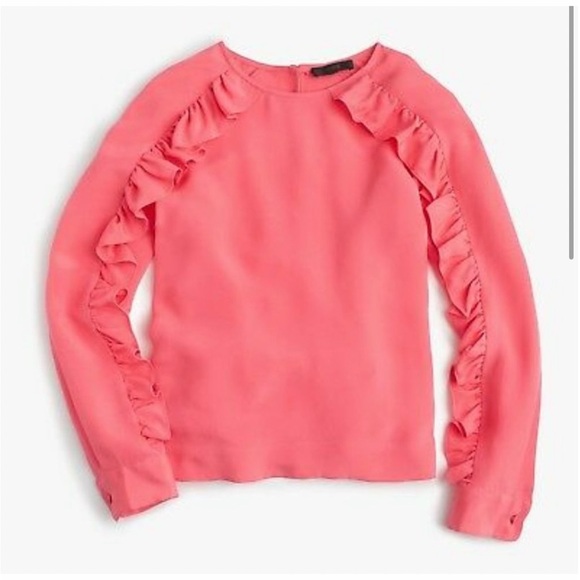 J.CREW COLLECTION SILK RUFFLE SLEEVE BLOUSE - Picture 2 of 13